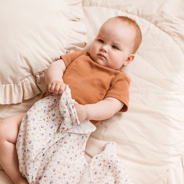 Floral Baby Swaddle Wrap Blanket -  Burp Cloths from Ultra soft & Breathable Mustard Muslin