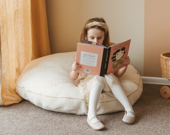 Boho reading nook cushion for kids, perfect floor cushion for their reading corner