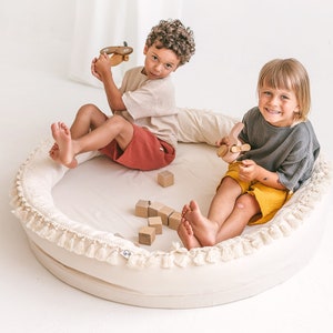 Kids Play Nest, Floor Cushion Playmat For Reading Nook, Round Playmat, Teepee Cushion Kids, Playmat For Children, Kids Playroom Decor