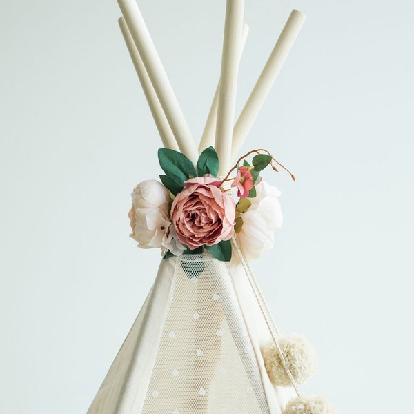 Floral Nursery Decoration from Artificial Flowers - Teepee Topper - Floral Photo Prop