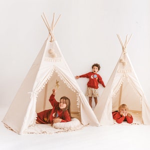 Extra Large Kids Tent, XL Tipi Tent For Kids With Tassel Decor, Boho Teepee, Toddler Tent, Indoor Play Tent, Reading Nook Tent, Toddler Room