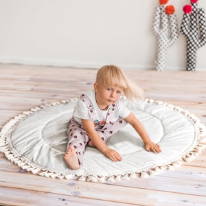 Baby Spielmatte, Gepolsterte Spielmatte, Aktivitätsspielmatte, Runde Spielmatte, Baby Teppich zum Spielen, Baby Bodenmatte, Kleinkind Krabbeldecke