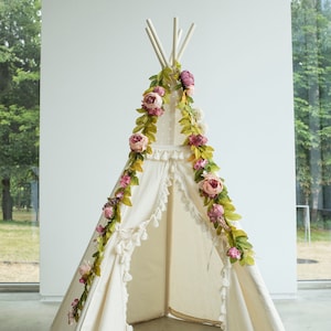 Teepee For Wedding, Floral Garland, Teepee Topper, Flower Garland, Wedding Garland, Teepee Decor, Peony Garland, Bohemian Wedding Decor