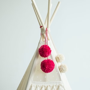 Pink, Fuchsia, Lilac & Yellow Pom-Pom Balls for Teepee or Room Décor