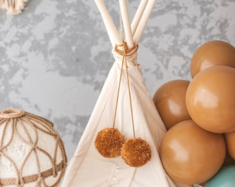 Mustard Pom Poms Balls - Teepee Tent Decor - Teepee Toppers