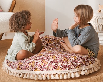 Kinder Bodenkissen, Kinderbodenkissen, großes Bodenkissen, Bodensitzkissen, Bodenpouf Kleinkinder, Kinderzimmerdekor, rundes Sitzkissen