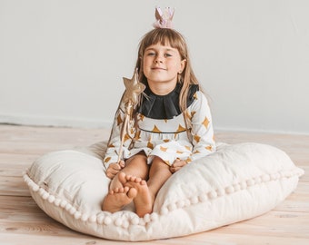 Almohada de piso, Cojín de piso redondo, Cojín de piso grande para niños, Asiento de cojín de piso para niños, Cojín de rincón de lectura, Puf de piso para niños