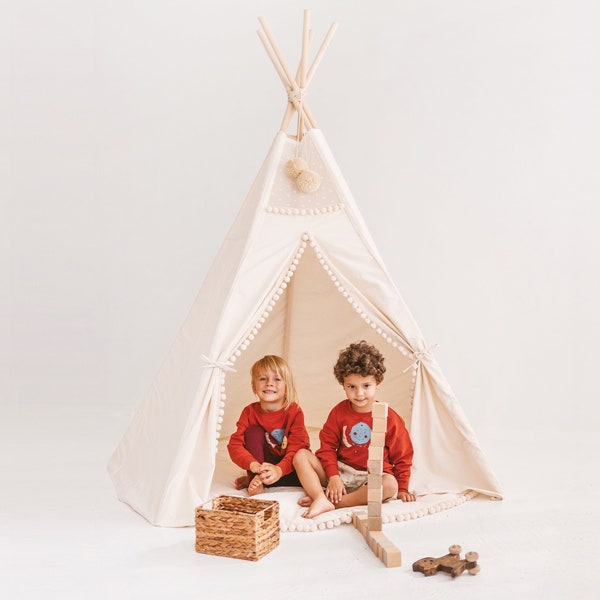Extra Large Teepee Tent With Mat, Children Tent, XL Teepee with Pad, Bohemian Nursery Tent, Playhouse Tent, Play Tent For Kids, Minicamp