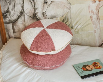 Round Boucle Cushion Rose or Ecru Decorative pillow Boho Nursery Decor