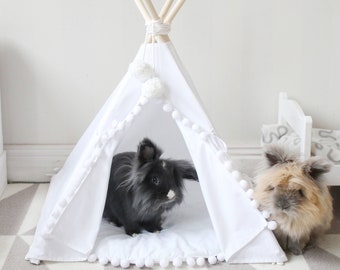 Rabbit Teepee, Rabbit Tent, Indoor Bunny House, Rabbit Bed, Pet Teepee, Bunny Teepee, Tipi Tent For Bunnies, Animal House, Rabbit Furniture