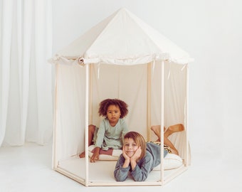 Play Tent, Kids Indoor Tent, Scandi Teepee For Kids, Indoor Playhouse, Toddler Teepee Tent, Gift For Kid, Tipi Tent, Canvas Teepee Tent