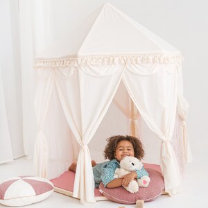 Indoor Play Tent, Kids Tent, Nursery Tent, Canvas Teepee For Kids, Children Teepee, Play Teepee, Party Teepee, Toddler Teepee, White Teepee imagem 2