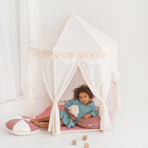 Indoor Play Tent, Kids Tent, Nursery Tent, Canvas Teepee For Kids, Children Teepee, Play Teepee, Party Teepee, Toddler Teepee, White Teepee imagem 1