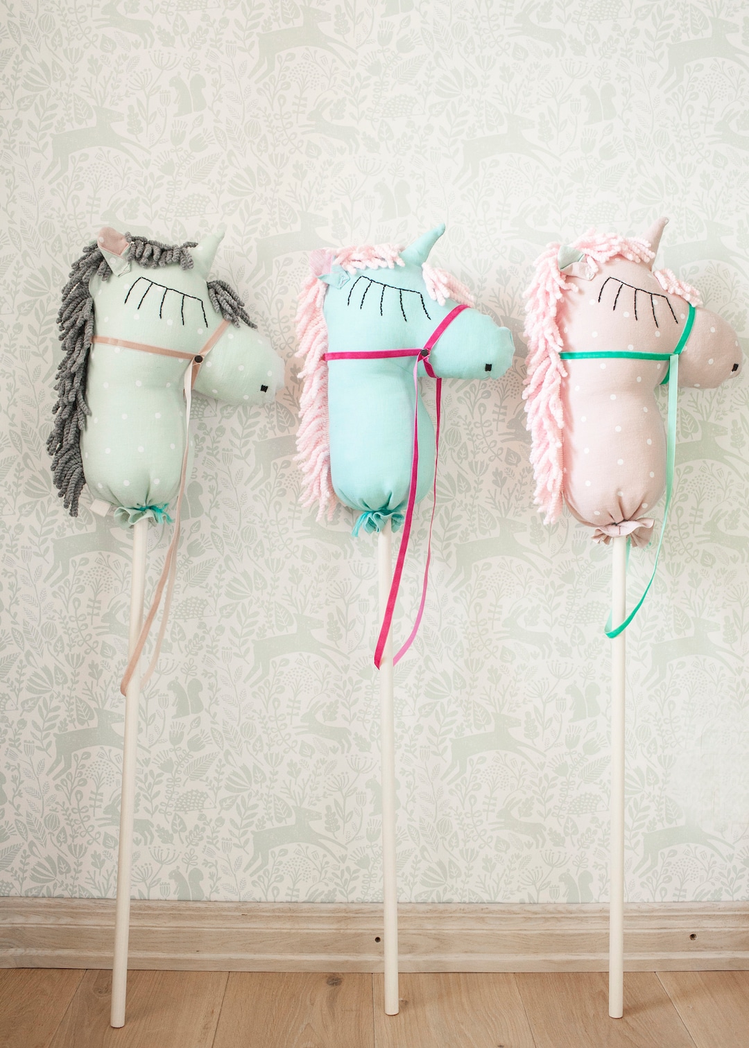 Unicorn Stick Horse Hobby Horse Stick Pony Ride Toy Wooden Etsy