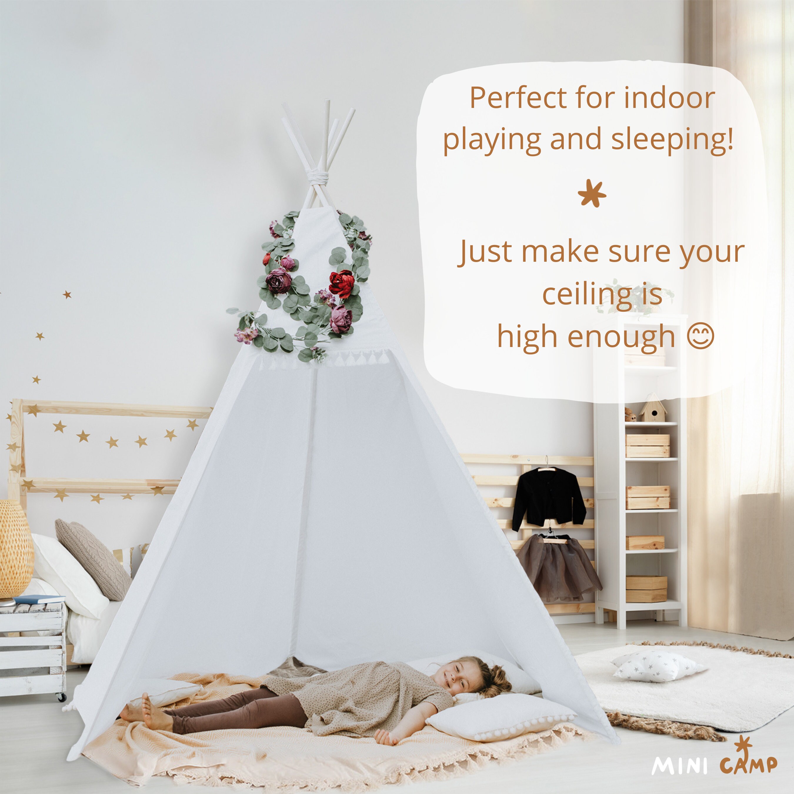 MINICAMP Tenda Teepee Da Esterno Per Adulti E Bambini, Altezza 2,1 M