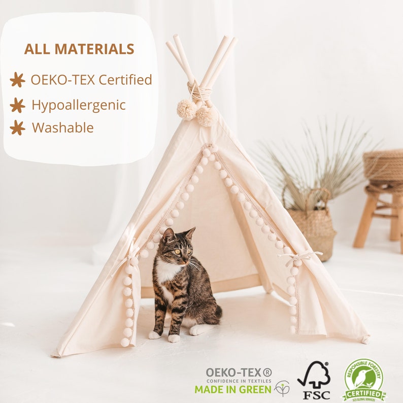 Cat Teepee, Cat Tent, Cat Bed, Cat Cave, Small Dog Bed, Dog Teepee, Cat Tipi, Cat Furniture, Modern Pet Furniture, Cat House, Minicamp image 6