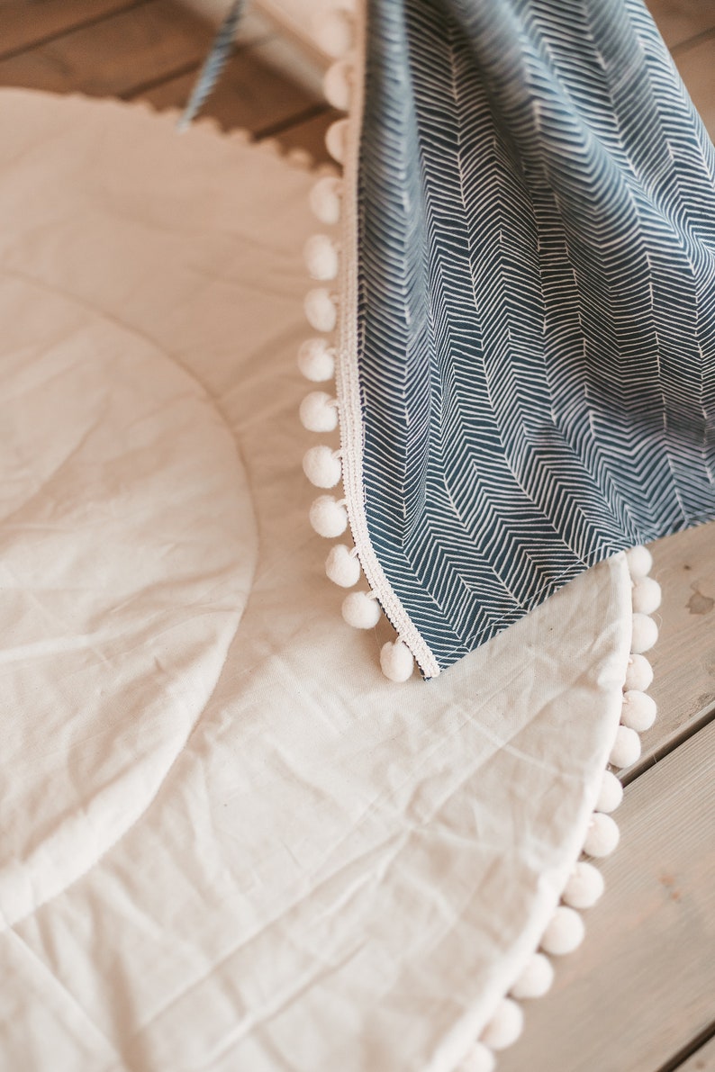 Teepee Play Mat Teepee Playmat with Pompom Trim Padded Etsy