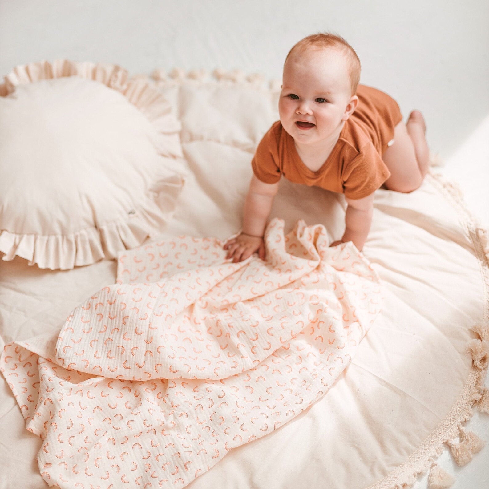 Baby Burping Cloths Soft Cotton Baby Blankets With Rainbows Etsy