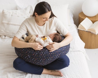 Navy Nursing Pillow, Baby Feeding Pillow, Maternity Gift, Breasfeeding Pillow, Expecting Mom Gift, C Shape Pillow, New Mom Gift, Pregnancy