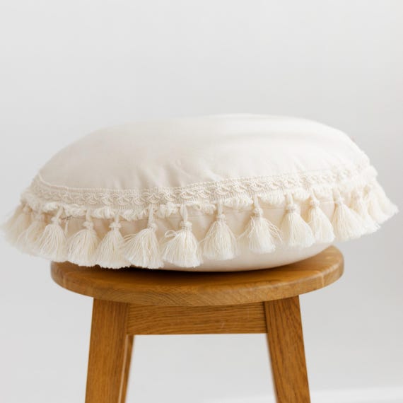 Round Cushion Throw, Boho Pillow, Meditation Decor, Yoga Bohemian Cushion, Relaxation Decor, Corner Pillow, Spiritual Room Gift, Accent