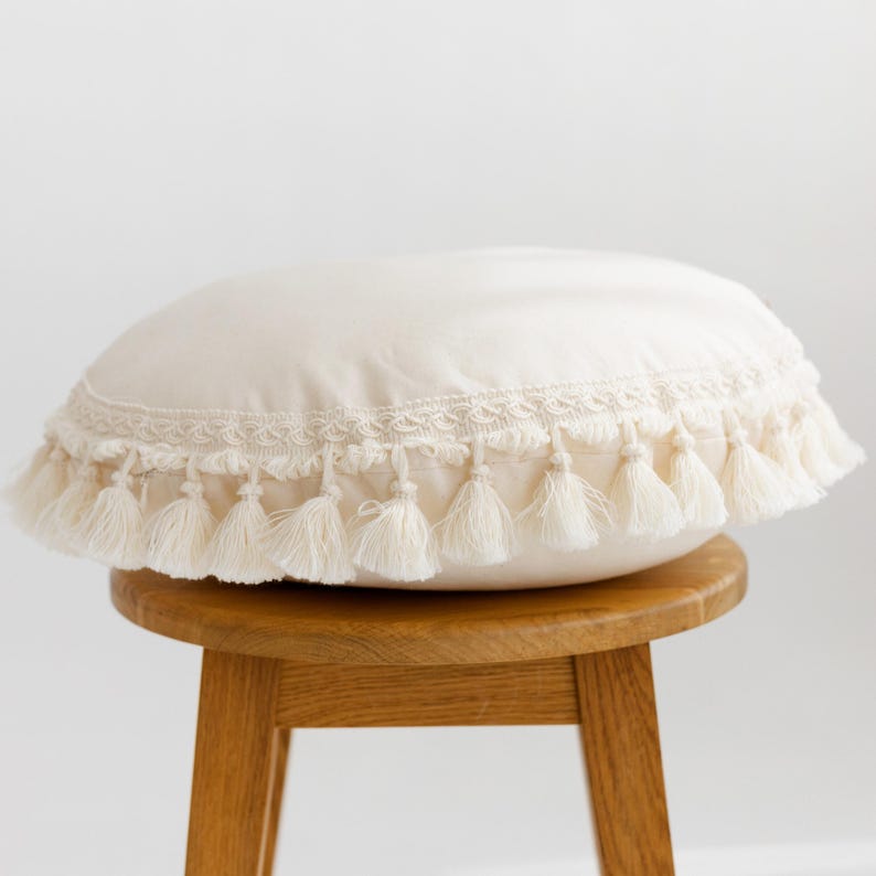 Rond kussenworp, bohokussen, meditatiedecor, yoga bohokussen, ontspanningsdecor, hoekkussen, cadeau spirituele kamer, accent afbeelding 1