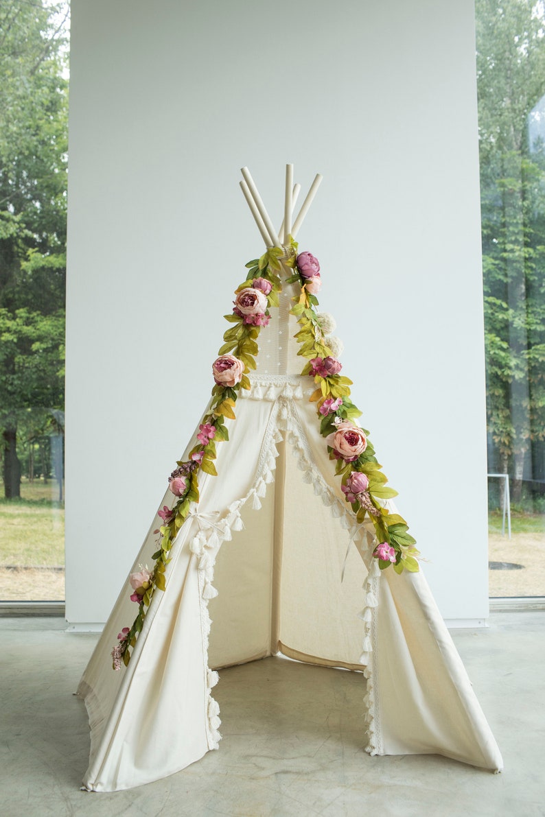 Teepee Topper from Peonies Garland Nursery garland Wedding garland Floral Garland for Boho Teepee Decor