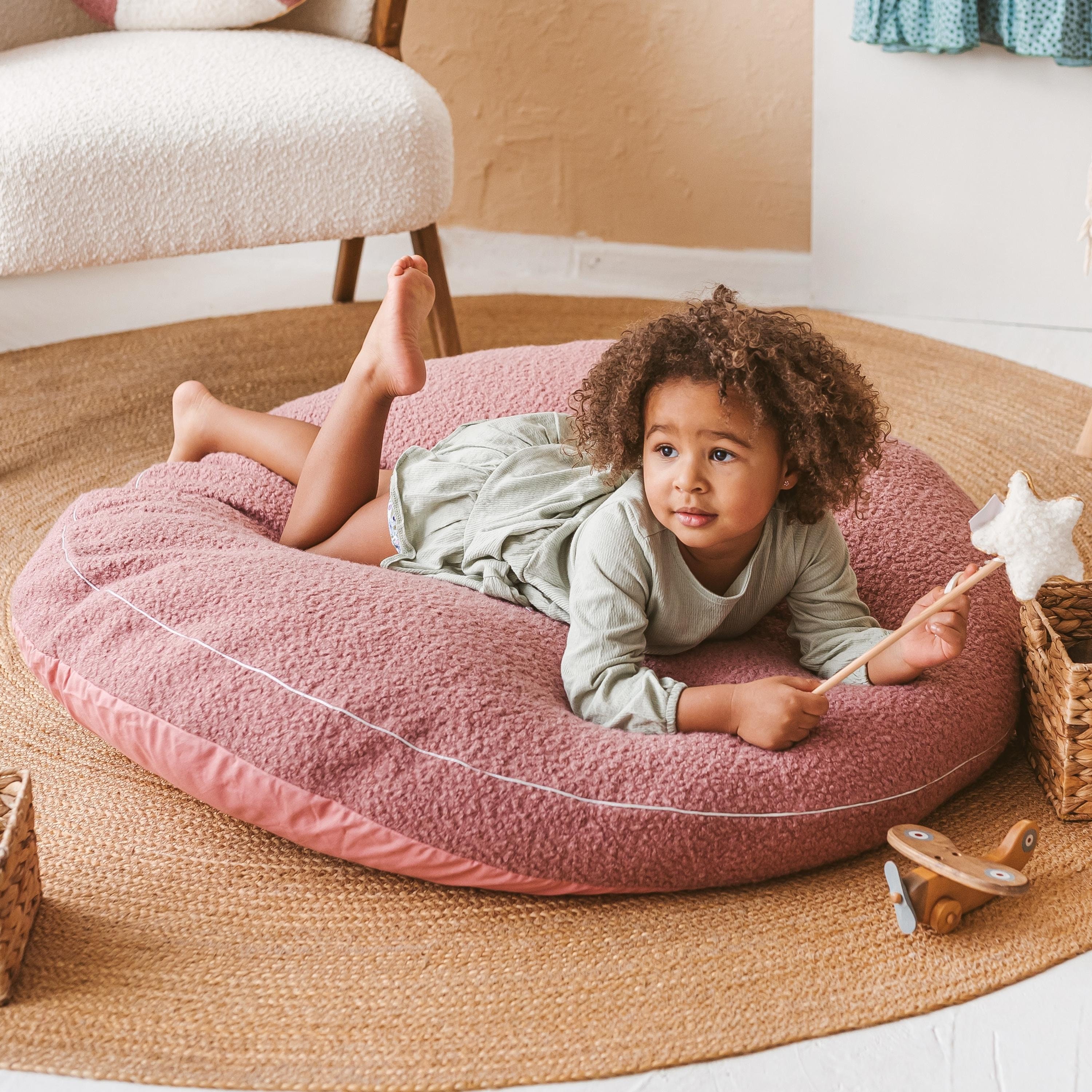 Sacs pouf bébé avec imprimé rose bleu, sac de haricot pour enfant