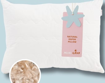 Adult Size Sleeping Pillow with Natural Kapok & Latex Fill, Organic Cotton Cover, Bedroom Pillow with Cover, Handmade Wedding Gift