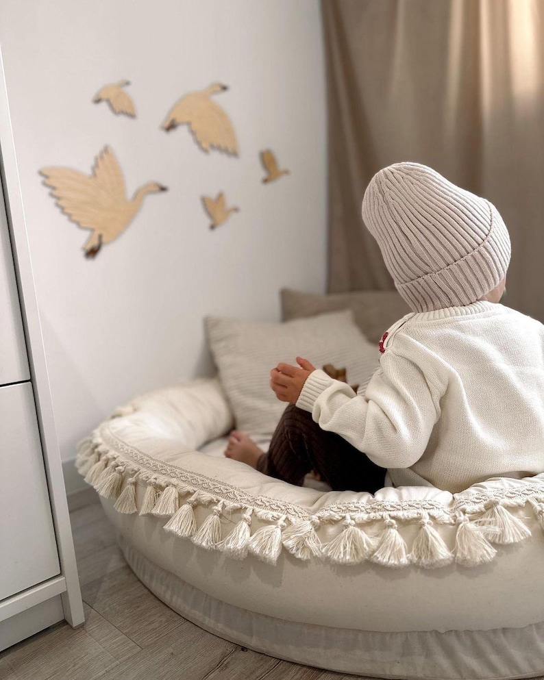 Round Baby Nest, Toddler Floor Cushion, Kids Playroom Decor, Reading Nook Mat, Large Cotton Floor Pillow, Playmat, Toddler Cushion for Lawn image 10