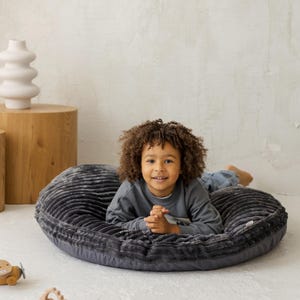 Dark Grey Kids Floor Cushion, Pouf Floor Cushion For Kids, Soft Floor Seating Pillow, Large Montessori Pillow, Boho Kids Floor Pillow