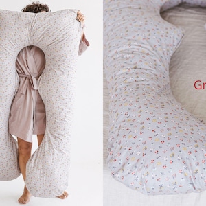 Kapok Pregnancy Pillow, Organic Body Pillow, U Shaped Pillow, Pregnancy Support, Full Body Maternity Pillow, Breastfeeding Pillow, Comfort image 11
