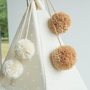 Tan Pom-Pom Balls for Teepee or Kids Room Décor