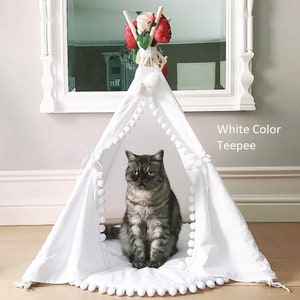 Tienda para gatos, tipi para gatos, muebles para mascotas, cama para gatos, tipi chat, muebles para gatos boho, tienda para mascotas, escondite para gatos, cama para gatos boho, casa para gatos, casa para mascotas imagen 8