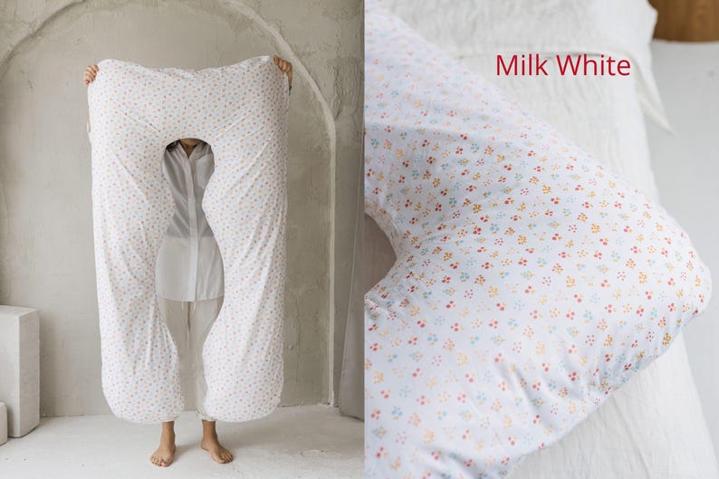 Kapok Pregnancy Pillow, Organic Body Pillow, U Shaped Pillow, Pregnancy Support, Full Body Maternity Pillow, Breastfeeding Pillow, Comfort image 9