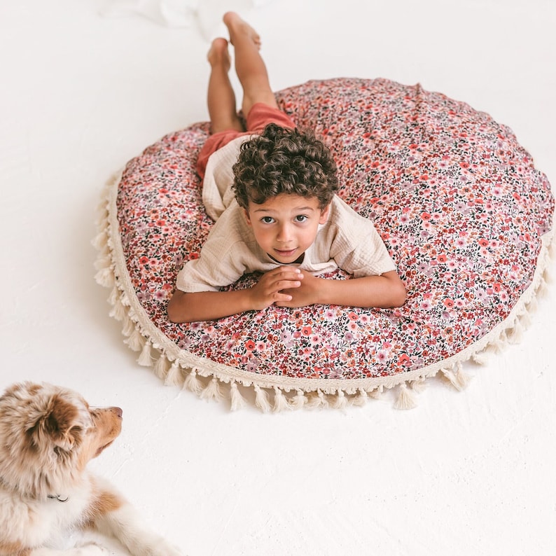 Cuscino da pavimento per bambini, decorazione per angolo lettura, cuscino da pavimento per bambini, cuscino da pavimento grande, cuscino da pavimento rotondo per bambini piccoli, regalo di compleanno per bambini immagine 1