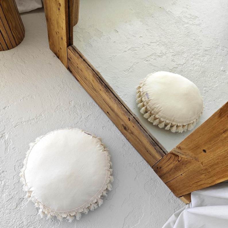 Rond kussenworp, bohokussen, meditatiedecor, yoga bohokussen, ontspanningsdecor, hoekkussen, cadeau spirituele kamer, accent afbeelding 6