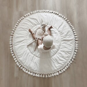 Baby Spielmatte, Tipi Matte, Runde Spielmatte, Bauchzeit Matte, Babydecke zum Spielen, Baby Bodenmatte, Kreis Spielmatte, Gepolsterte Krabbeldecke für den Boden