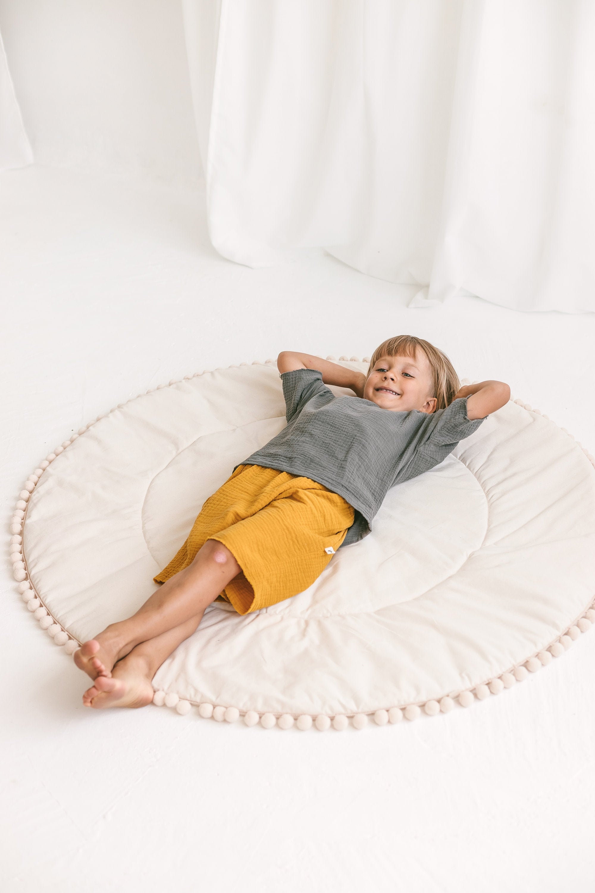 Teepee Play Mat Teepee Playmat with Pompom Trim Padded Etsy