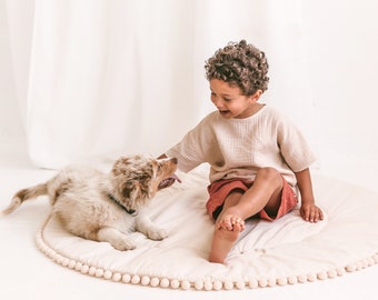 Tapis de jeu pour bébé, tapis pour bébé, tapis de sol rond, tapis de jeu pour bébé, tapis tipi, tapis de jeu rond pour bébé, tapis de jeu rembourré, tapis pour aire de jeux pour bébé