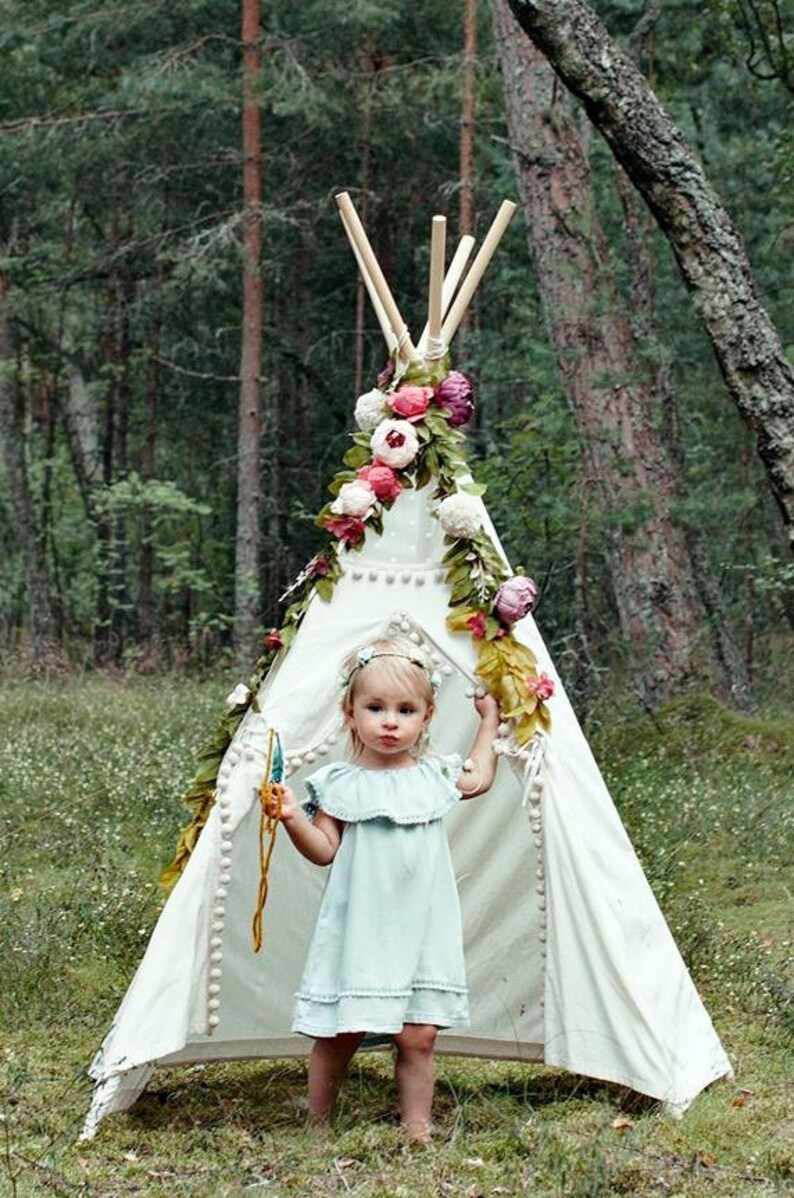 Teepee Topper from Peonies Garland Nursery garland Wedding garland Floral Garland for Boho Teepee Decor