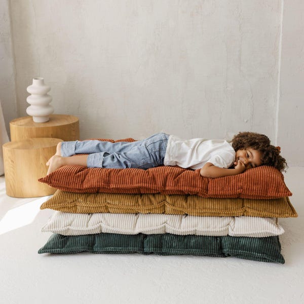 Terracotta Corduroy Bench Cushion, Tufted Window Seat Cushion, French Floor Pillow, Floor Cushion, Reading Nook Pad, Spring Home Improvement