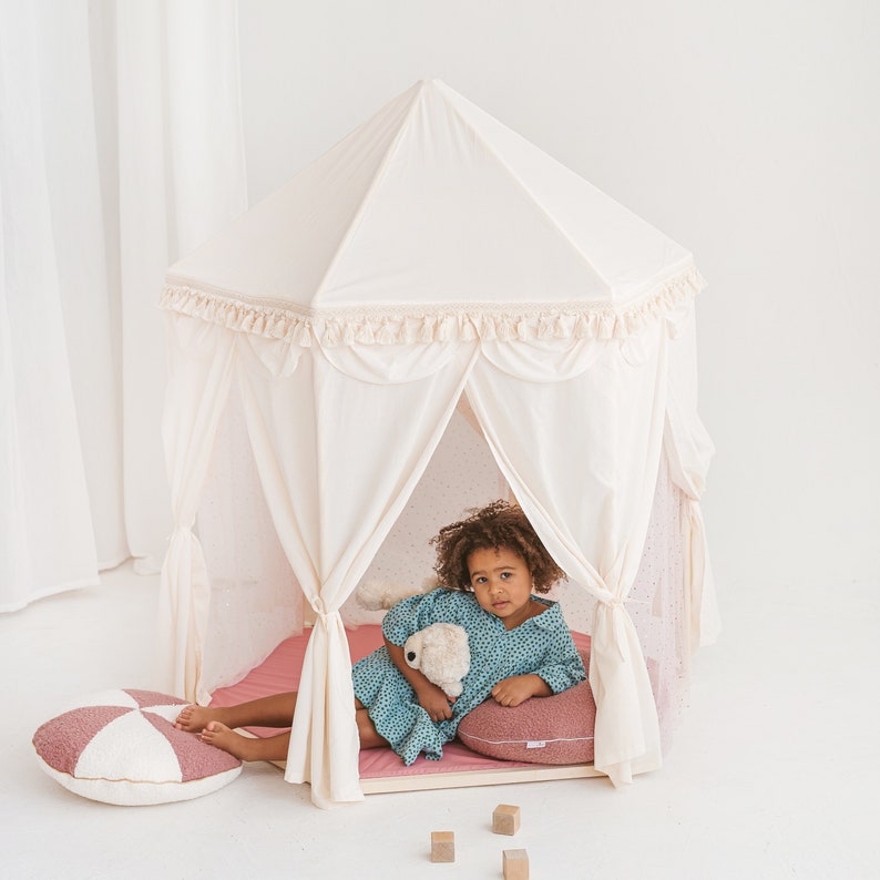 Indoor Play Tent, Kids Tent, Nursery Tent, Canvas Teepee For Kids, Children Teepee, Play Teepee, Party Teepee, Toddler Teepee, White Teepee imagem 1