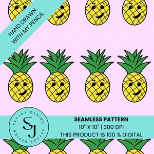 Pineapple Designs — Tropical Repeating Pattern — Pineapple Paper — Fruit Digital Pattern — Pineapple Print — Summer Fruit Digital Paper