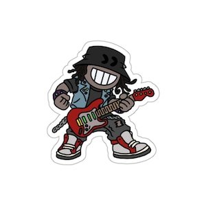 Rockstar Cartoon Die-Cut Stickers - 90's Retro Style Drawing, Music Lover Decals, Guitar Laptop Sticker, Vintage Aesthetic, Band Enthusiast