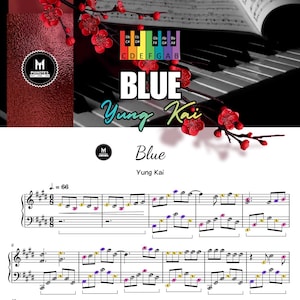 Blue av Yung Kai Enkla pianonoter – Färgkodade tangenter (digital nedladdning)