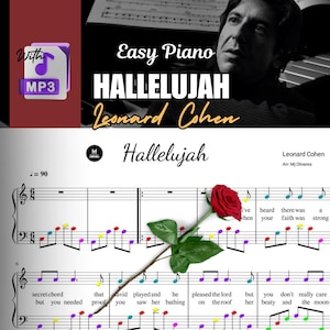 Hallelujah – Leonard Cohen | Easy Piano Sheet Music (Color-Coded Notes + MP3 Guide)