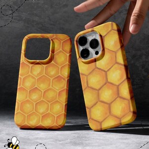 Honeycomb Phone Case, Tough Cases for Cell Phones, Cute Phone Cover, Unique Gift for Bee Lovers, Bright Yellow Honey Design