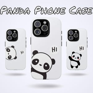 Cute Panda HI Phone Case Set | Minimalist Cartoon Panda Aesthetic for iPhone 15 14 13 Pro Max, Samsung Galaxy & Pixel