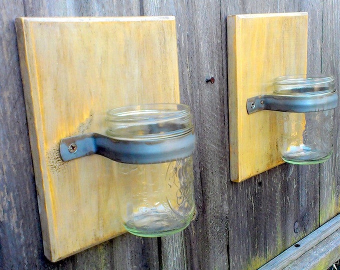 Mason Jar Wall Vases Set of 2 Etsy