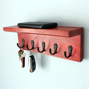 Key Holder for Wall in Rustic Red, Rustic Decor, Key Hook, Key Rack